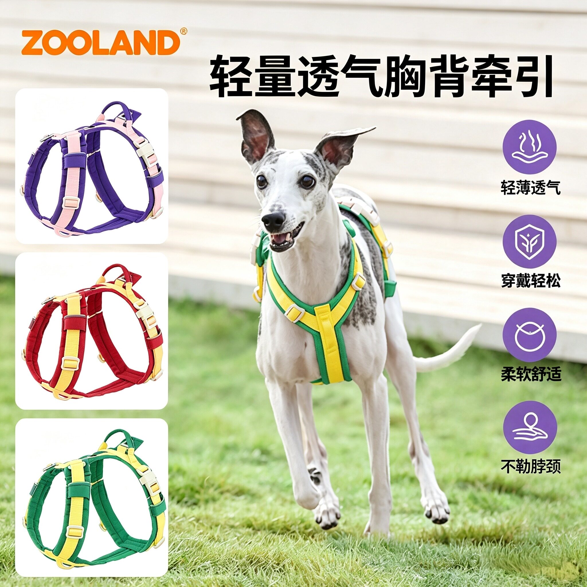 ZOOLAND胸背牵引绳防爆冲透气图片