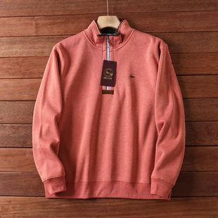 日单！小个子高尔夫卫衣男士秋冬加绒加厚保暖半拉链套头衫打底衫