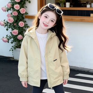 女童春秋外套2026中大儿童新款 加厚女孩夹棉上衣女宝宝冲锋衣 春季