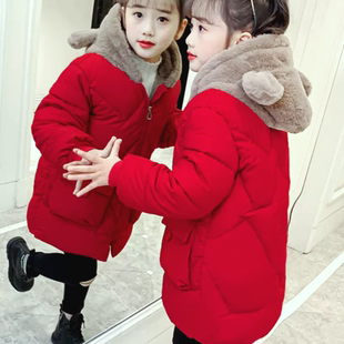 2024秋冬季新款女童棉衣中大儿童韩版加厚中长款棉袄加绒保暖棉服