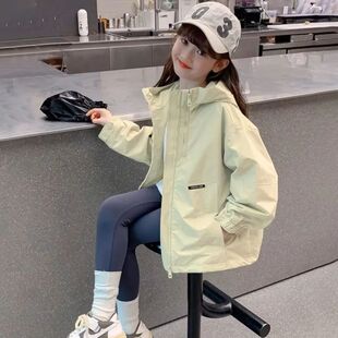 女童春秋外套2026中大儿童新款春季加厚女孩夹棉上衣女宝宝冲锋衣