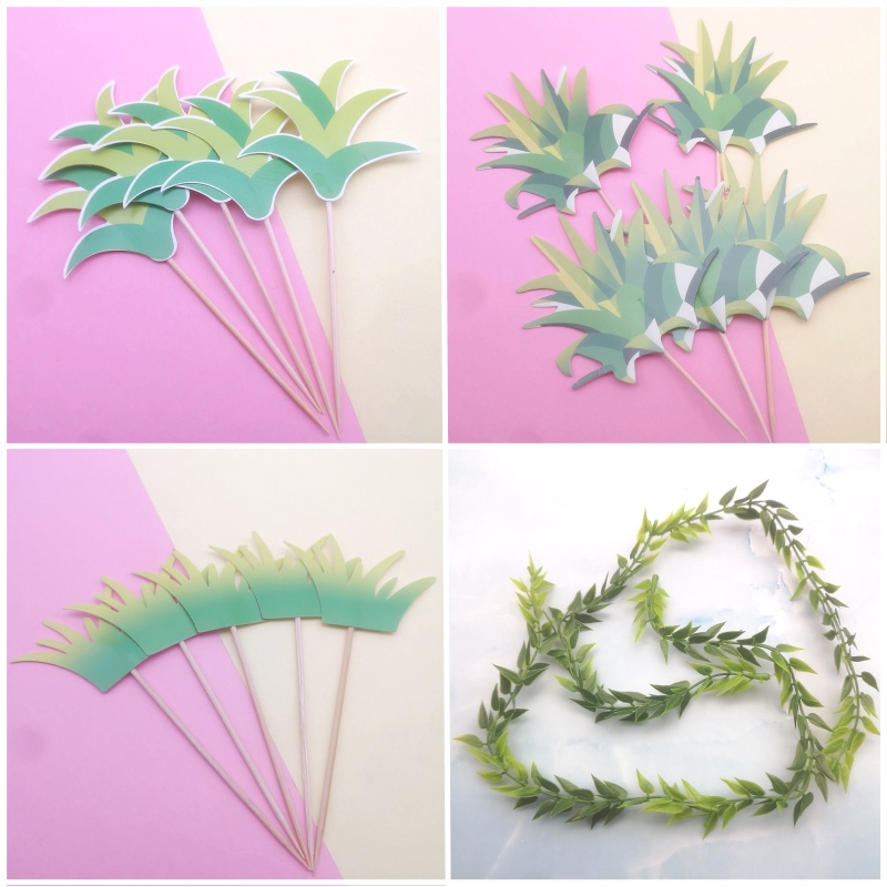 森林系主题蛋糕装饰仿真小草藤蔓太阳花插件儿童生日甜品台配饰