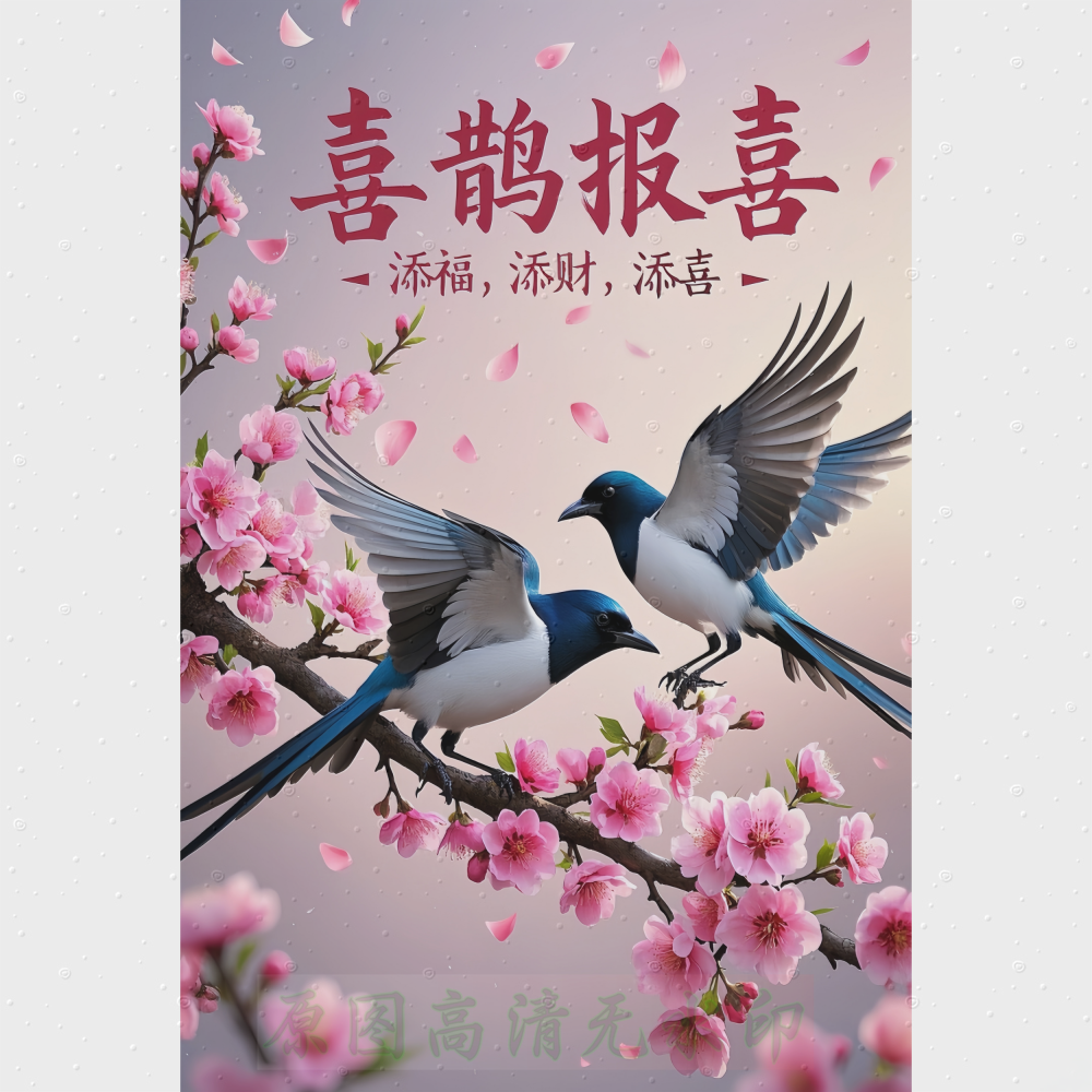喜鹊报喜桃花转运装饰贴画客厅卧室床头贴玄关自粘墙贴不干胶贴纸,家居饰品,软装墙贴,淘宝优惠券,粉丝福利购,淘宝优惠卷