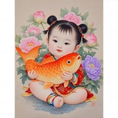 新款 饰家居墙不干胶贴纸 2025年画娃娃自粘贴画新年吉祥怀旧年画装