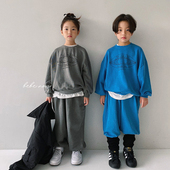 ellymolly 套装 BabyWe韩国代购 儿童WORLD水洗毛圈纯棉字母卫衣裤