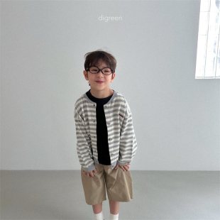 Digreen▲BabyWe韩国代购童装25秋新男女童经典百搭条纹开衫外套