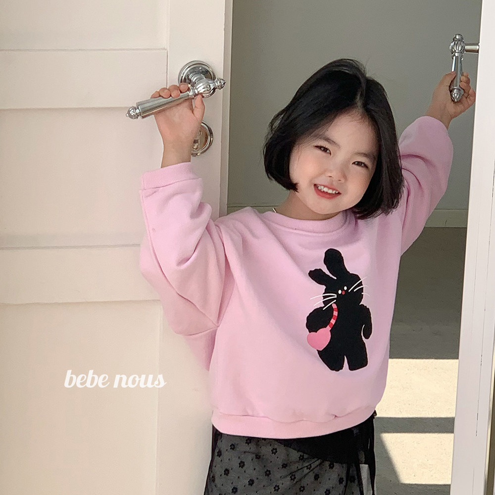 折▶BabyWe韩国代购BoBoJ春女童甜美可爱小兔子纯棉毛圈套头卫衣