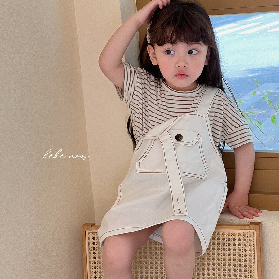nunu▲BabyWe韩国代购童装女童明线口袋可爱柔软纯棉背带裙套装