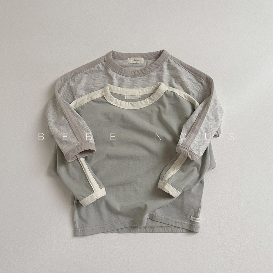 digreen▲BabyWe韩国代购童装男女童春秋拼色慵懒松弛纯棉长袖T恤,童装/婴儿装/亲子装,T恤,淘宝优惠券,粉丝福利购,淘宝优惠卷