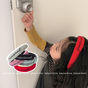 minimal 高颅顶女生发饰复古毛巾棉女童字母发箍 BabyWe韩国代购