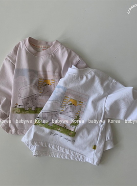 GOU▲BabyWe25ss春季新款可爱漫画大象柔软纯棉长袖T恤亲子上衣