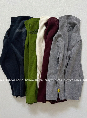 GOU▲BabyWe韩国代购25冬季新款亲子款字母高领打底衫儿童t恤