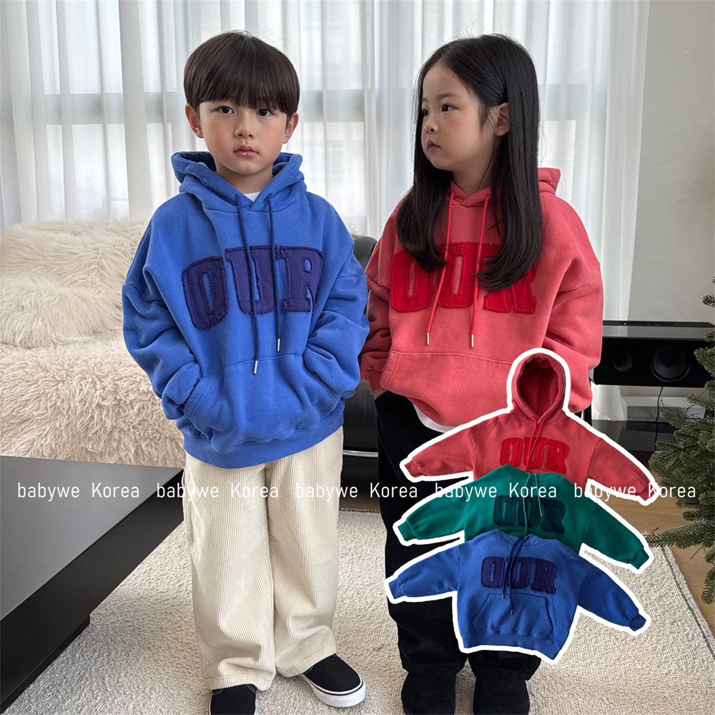 OUR▶BabyWe韩国代购冬季儿童贴布logo数字25加绒帽衫休闲卫衣,童装/婴儿装/亲子装,卫衣/绒衫,淘宝优惠券,粉丝福利购,淘宝优惠卷