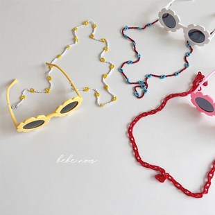 mymy▲BabyWe韩国代购儿童糖果色花朵墨镜太阳眼镜可爱眼镜链