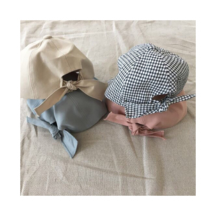 butter▲BabyWe韩国代购童装儿童蝴蝶结松紧带软檐鸭舌帽宝宝帽子