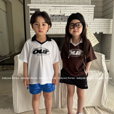 OUR运动制服风翻领字母速干T恤