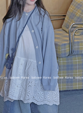 包邮▶bebenous主理人品牌26春女童拼接蕾丝纯棉薄款叠穿吊带裙