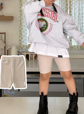 折▶BabyWe韩国代购A-market女童秋季螺纹坑条弹力骑行裤打底中裤