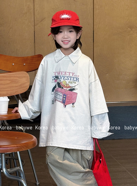 包邮▶bebenous主理人品牌26春夏萌趣卡通猫与崔弟儿童纯棉短袖t