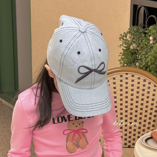 hihere▲BabyWe韩国制造春夏新款女装蝴蝶结鸭舌帽中大童女童帽子