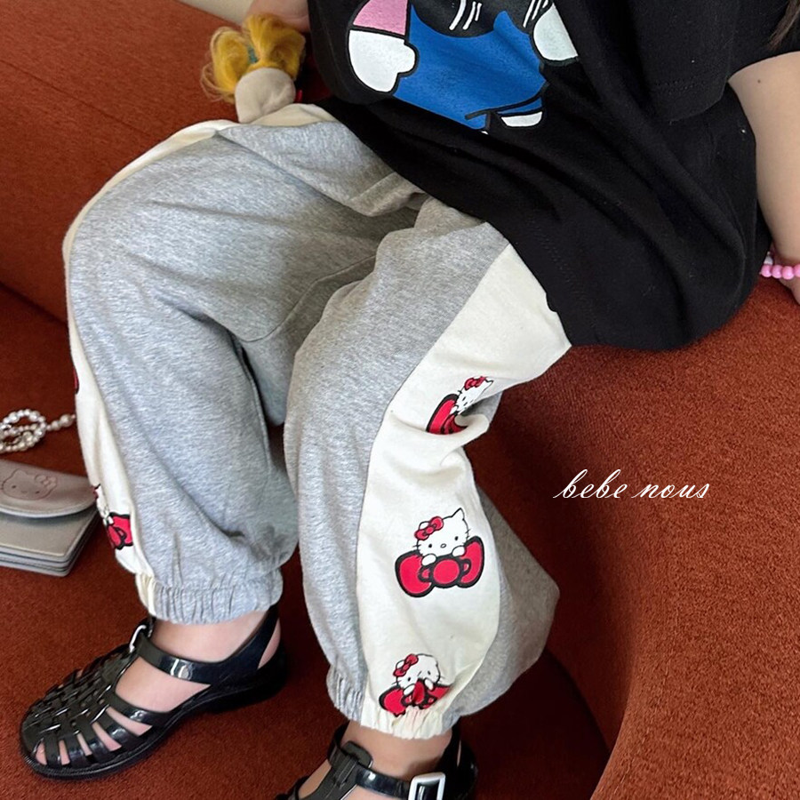 boboj▲BabyWe韩国代购童装女童春夏季蝴蝶结卡通卫裤宽松束口裤