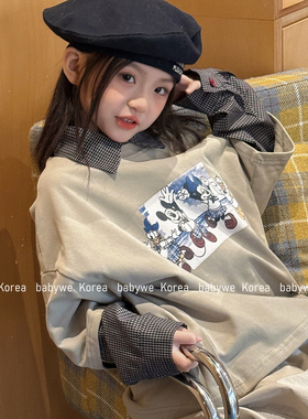 包邮▶bebenous主理人品牌水手米奇家族儿童短袖格子氛围长袖衬衫