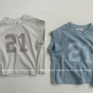digreen 上衣 BabyWe韩代童装 25夏新男女童薄软舒适字母背心无袖