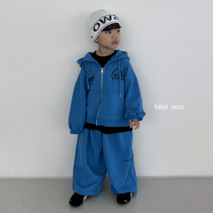 normal▲BabyWe韩代儿童潮牌字母星星双向拉链帽衫外套卫裤套装