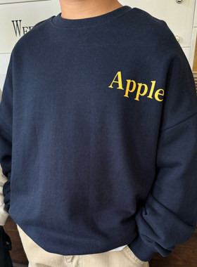 OUR中性极简风Apple纯棉毛圈卫衣