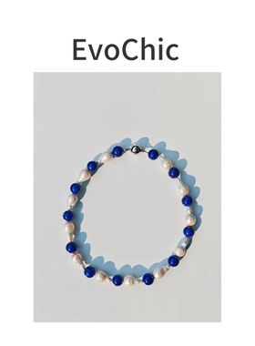 星空叙事者天然巴洛克珍珠青金石项链极简主义项链