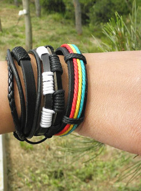 原创设计风真皮复古情侣饰品手链