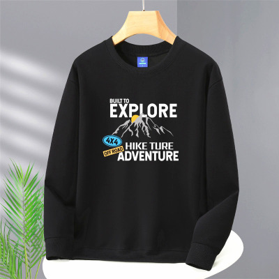 秋冬季加绒加厚无帽圆领