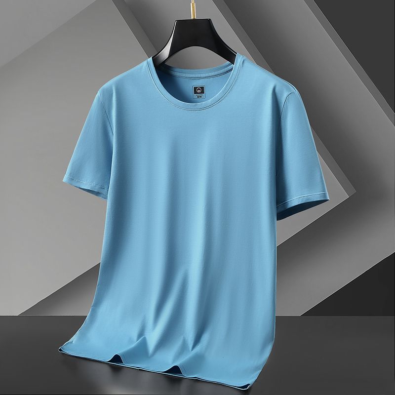 夏季冰丝t恤男短袖薄款圆领凉感弹力纯色体恤高端潮,男装,T恤,淘宝优惠券,粉丝福利购,淘宝优惠卷