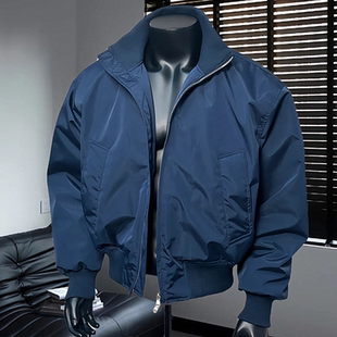 美式飞行夹克棉服男款秋冬cleanfit廓形短款工装教练立领棉衣外套