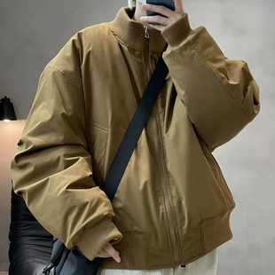 bomber飞行夹克外套男款秋冬美式廓形短款夹棉棒球服棉衣立领棉服