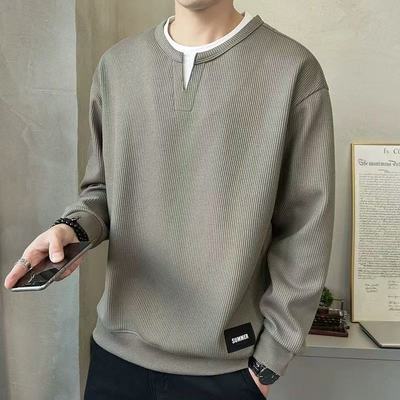 美式假两件卫衣男加绒休闲外套