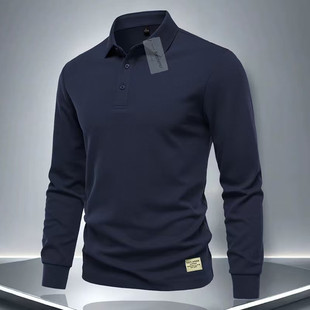 纯色内搭打底衫 秋冬款 T恤男士 长袖 休闲百搭翻领卫衣潮 重磅polo衫