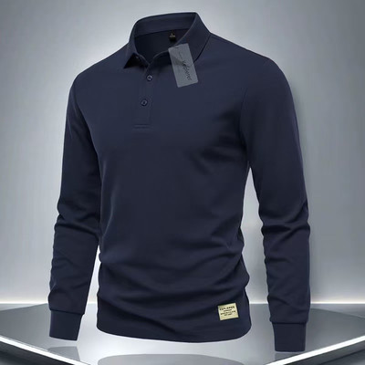 polo衫长袖T恤纯色内搭打底衫男