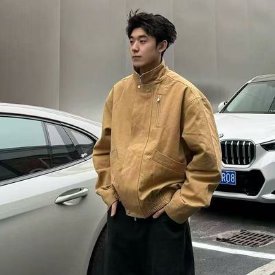 立领飞行员夹克男巴恩风工装外套