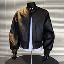 飞行夹克棉衣服 重磅痞帅高级感短款 美式 复古机车皮衣外套男春秋款