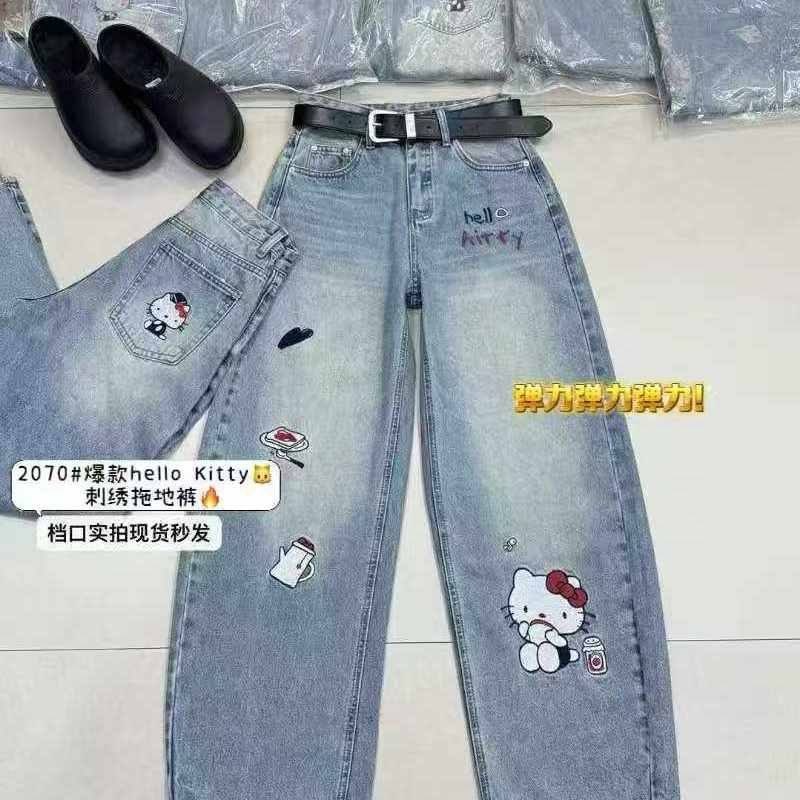 62070欧货时尚韩版早春新款牛仔刺绣拖地裤女高腰弹力牛仔直筒裤,女装/女士精品,牛仔裤,淘宝优惠券,粉丝福利购,淘宝优惠卷
