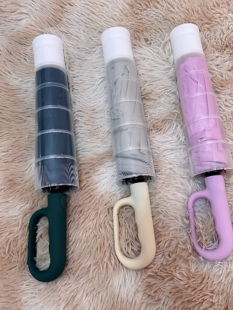 防水套晴雨伞挂钩柄自开收黑胶20骨粉色折叠便携伞下105cm雨伞