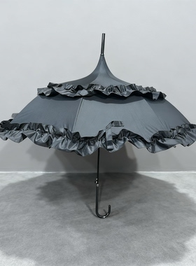 日式洛丽塔宝塔伞Lolita公主花边长柄雨伞女cos拍照影楼自动雨伞