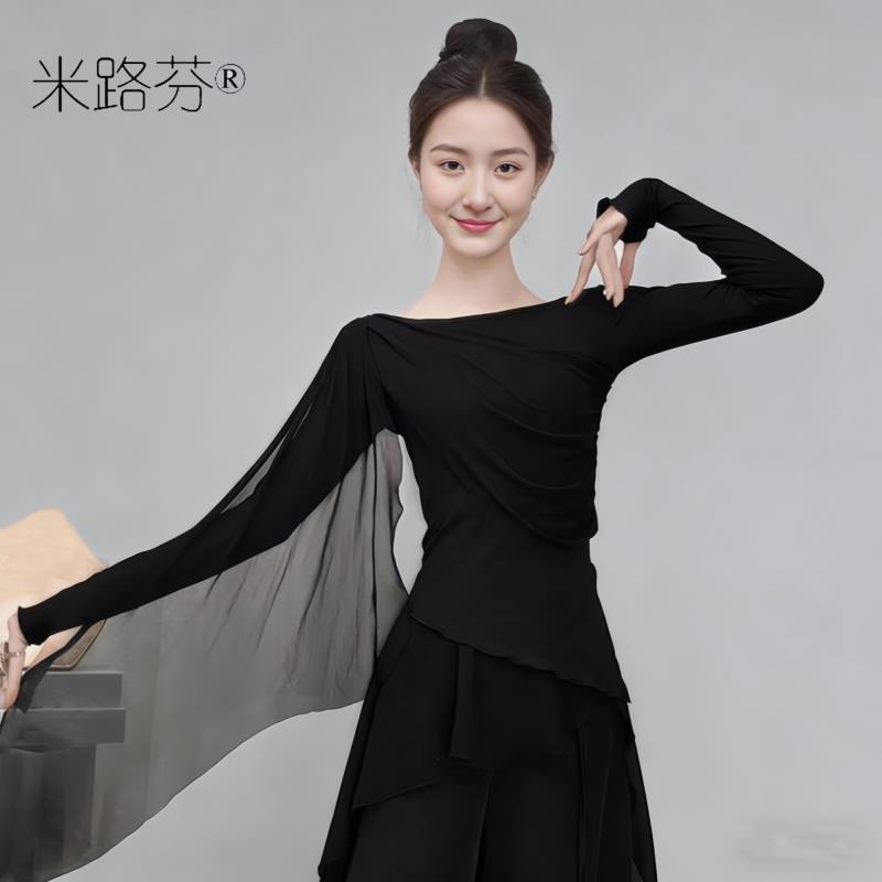广场舞古典舞女长袖上衣现代舞表演中国舞拉丁舞服形体身韵练功服