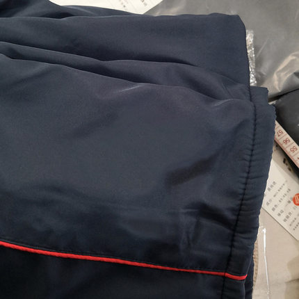 冬款加绒校服裤子一道杠红边蓝边藏蓝色藏青色校裤加厚速干光滑料