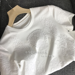 老客都知道~这是我们的口碑品质！重点是细节！凹凸浮雕刺绣T恤女