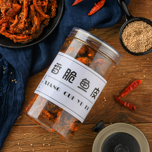麻辣海鲜网红办公室休闲香脆鱼皮