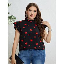 Summer clothes casual tops plus size heart print women shirt