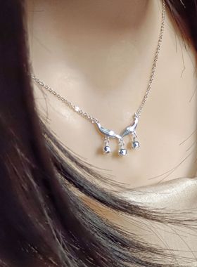 990纯银手工制作拉丝掐丝工艺花丝祥云铃兰花足银项链