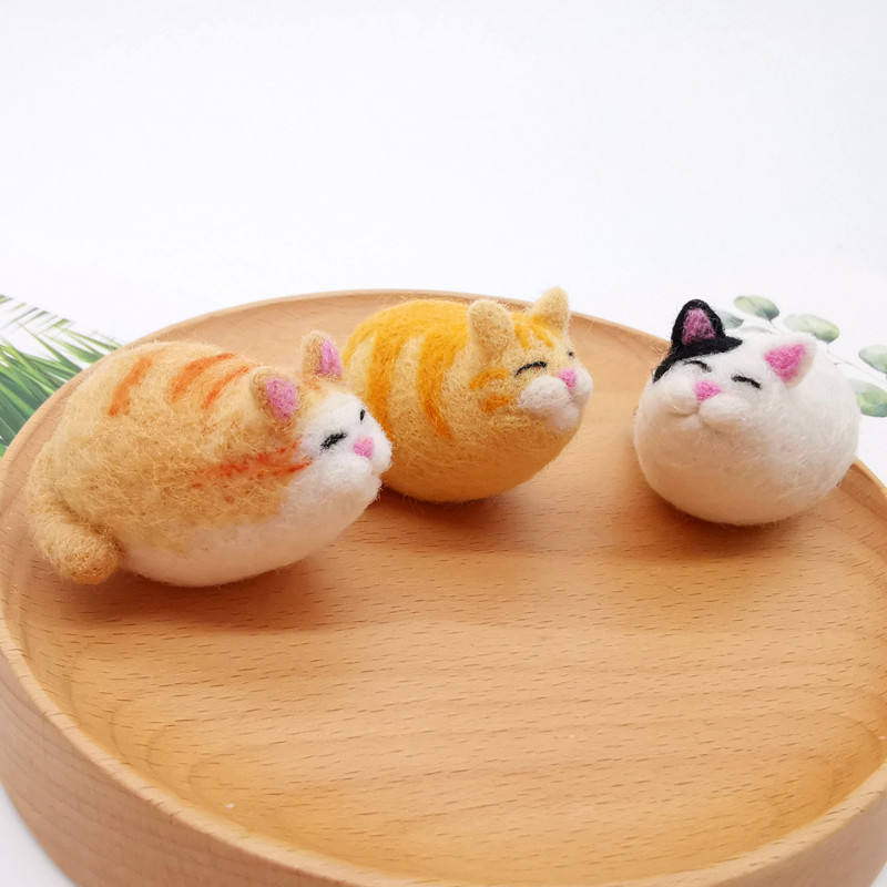 新品可爱胖墩小猫咪羊毛毡戳戳乐